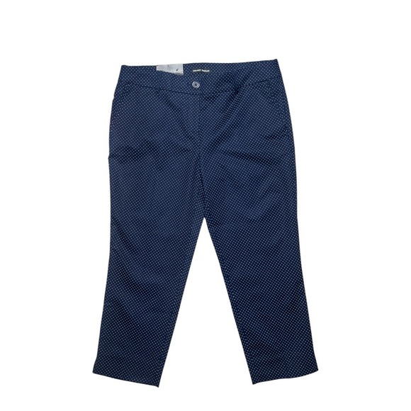 Hilary Radley Pants - Hilary Radley Navy And White Dotted Capri Pants